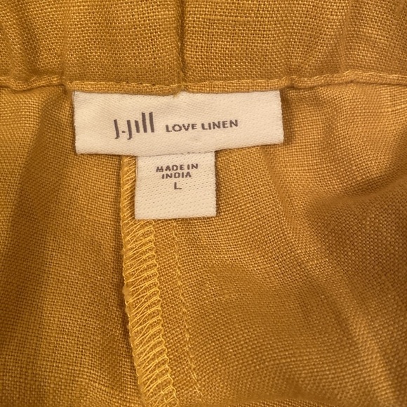 J Jill Love Linen Wide Leg Cropped Pants Butter Yellow Size LARGE - Picture 3 of 10